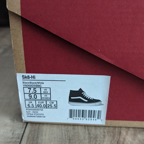 Black and White Sk8-Hi Vans Shoes - Picture 3 of 12